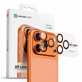 Szkło na aparat AMAZINGTHING Lens Glass na iPhone 17 Pro / Pro Max - z pomarańczową ramką
