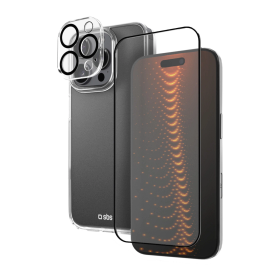 Zestaw SBS z technologią D3O na iPhone 16 Pro – etui + szkło ochronne na ekran i aparat - przezroczyste