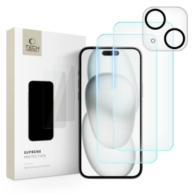 Zestaw Tech-Protect Supreme Set na iPhone 15 2x szkło hartowane na wyświetlacz / szkło hartowane na aparat