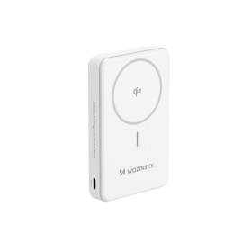 Powerbank Wozinsky WLWP-10KA0Y3WS 22,5W PD Qi2 10000 mAh, z podstawką, 1x USB-A, 1x USB-C - biały