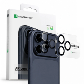 Szkło na aparat AMAZINGTHING Lens Glass na iPhone 17 Pro / Pro Max z niebieską ramką aluminiową