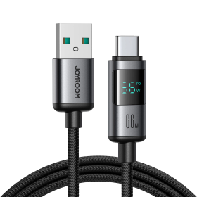 Kabel Joyroom S-A16 Pro Prism Series 66W USB-A - USB-C z wyświetlaczem 1,2m - czarny