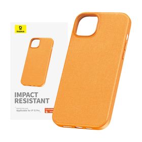 Etui na telefon iPhone15 ProMax Baseus Fauxther Series (Pomarańczowy)