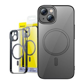 Zestaw ochronny Baseus Glitter przeźroczyste etui magnetyczne i szkło hartowane do iPhone 14 Plus (czarny)