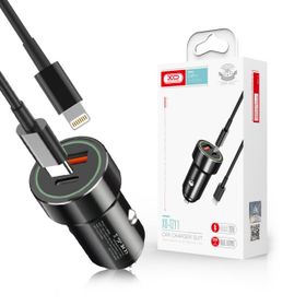 Ładowarka samochodowa XO TZ11 PD QC 20W 1x USB 1x USB-C + kabel USB-C - Lightning czarna