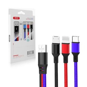 Kabel USB XO NB143 3w1 - Lightning + USB-C + microUSB 1.2m 2.4A wielokolorowy