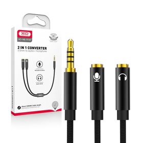 Kabel audio XO 2w1 NB-R197 jack 3.5mm - jack 3.5mm/ mikrofon 0.23 m czarny