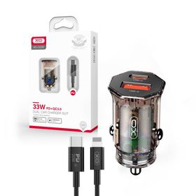 Ładowarka samochodowa XO Clear CC50 PD 30W QC 24W 1xUSB 1xUSB-C Typ-C dymiona + kabel USB-C - Lightning