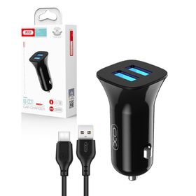 Ładowarka samochodowa XO TZ10 2x USB 2,4A + kabel USB-C czarna
