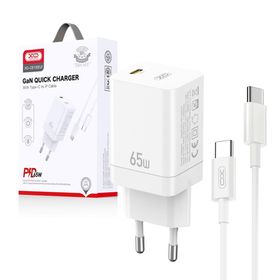 Ładowarka sieciowa XO CE10 PD 65W 1x USB-C + kabel USB-C - USB-C biała