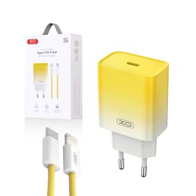 Ładowarka XO CE18 PD 30W 1x USB-C + kabel USB-C - Lightning żółto-biała