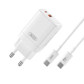 Ładowarka sieciowa XO CE16 PD 45W 1x USB-C 1x USB + kabel USB-C - USB-C biała