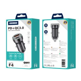 JELLICO ładowarka samochodowa - F4 PD 20W 1x USB-C + 1x USB QC3.0 czarna