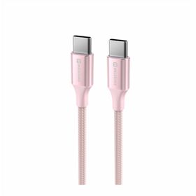 SWISSTEN TEXTILE II Kabel w oplocie USB-C / USB-C 3A 60W 1,5m różowy