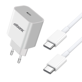 MOONX ładowarka sieciowa MC03 PD 20W 1xUSB-C + kabel USB-C - USB-C Biały