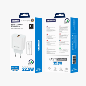 JELLICO Ładowarka sieciowa - AK165 22,5W 1xUSB QC3.0 + kabel USB-C zestaw biały