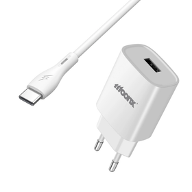MOONX ładowarka sieciowa MC01 2.1A 10.5W 1xUSB + kabel USB-C Biały
