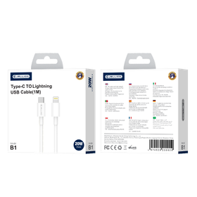 JELLICO kabel - B1 USB-C / Lightning 20W 1m biały