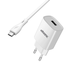 MOONX ładowarka sieciowa MC01 2.1A 10.5W 1xUSB + kabel Micro Biały