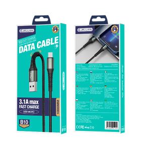 JELLICO kabel - B10 Micro USB 3.1A 1m czarny