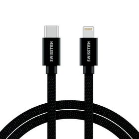 SWISSTEN Kabel w oplocie USB-C / Lightning MFI 1,2 M czarny