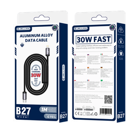 JELLICO kabel - B27 USB-C / Lightning 30W PD oplot 1m czarny