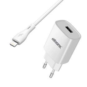 MOONX ładowarka sieciowa MC01 2.1A 10.5W 1xUSB + kabel Lightning Biały