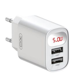 XO ładowarka sieciowa L95 2xUSB 2,4A BIAŁA Z WYŚWIETLACZEM