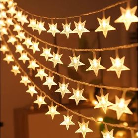 Girlanda 1.5m (10 lampek LED) USB Gwiazdki na Balkon, WARM WHITE / CIEPŁY BIAŁY