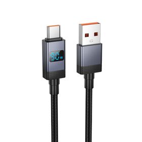 Kabel USB A do USB C Hoco 5A z wyświetlaczem 1 m X118 czarny