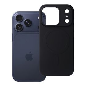 Etui na iPhone 17 Pro / 18 Pro (low camera edge) Silicone Mag Cover zgodne z MagSafe (big hole) czarne