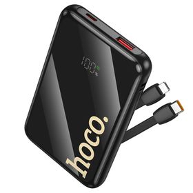 Powerbank Hoco 10000 mAh QC PD 22,5W z wbudowanymi kablami USB C + Lightning Q37 czarny
