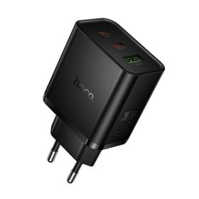 Ładowarka sieciowa do telefonu Hoco 2x USB C + USB A QC3.0 PD 3A 65W N75 czarna