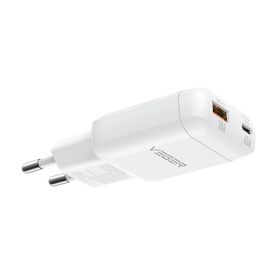 Ładowarka sieciowa do telefonu VEGER USB A + Typ C PD 45W + kabel Typ C do C 100W TR121 biała