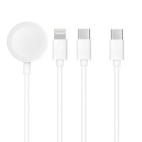 Kabel 3w1 Typ C do Lightning / Typ C / Apple Watch 3W 2A C3169 1,2 m biały