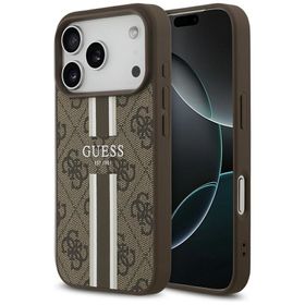 GUESS futerał do IPHONE 17 Pro kompatybilny z MagSafe GUHMP17LP4RPSW (4G Printed Stripes) brązowy