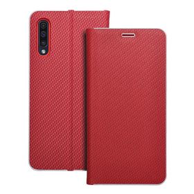 Etui z klapką na Samsung A50 Luna Book Carbon czerwone