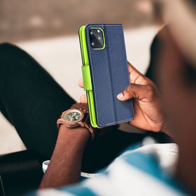 Etui z klapką na Samsung A57 5G Fancy Book granatowo-limonkowe
