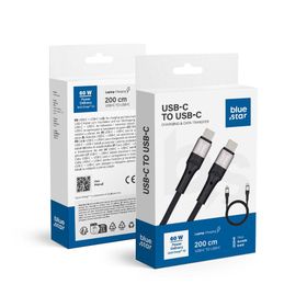 Kabel USB C do USB C Blue Star 3A 60W PD QC4.0 z oplotem 2 m TFK-DC-004 czarny