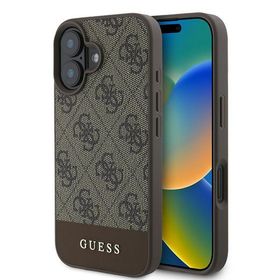 GUESS futerał do IPHONE 16 Plus GUHCP16MG4GLBR (PC/TPU 4G PU Bottom Stripe) brązowy