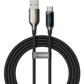 Kabel z wyświetlaczem LED USB A do USB C VEGER PD 3A 66W 1,2 m AC1-XHJ czarny