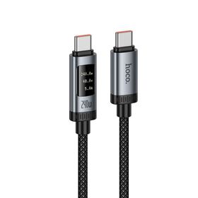 Kabel USB C do USB C Hoco PD 6A 240W 1,2m z wyświetlaczem U148 czarny