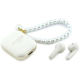 Słuchawki bezprzewodowe douszne GUESS TWS Pearl Strap GUE005327 białe