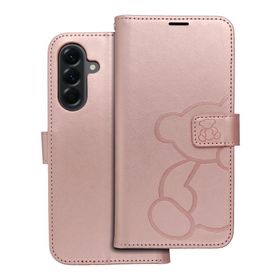 Etui z klapką na Samsung A56 5G Mezzo Book teddy bear złoto-różowe