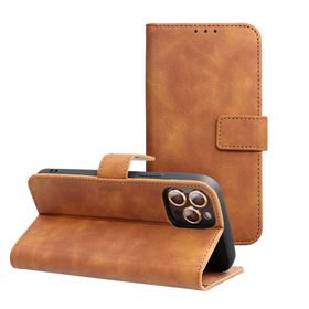 Etui z klapką na Samsung S25 PLUS Tender Book brązowe