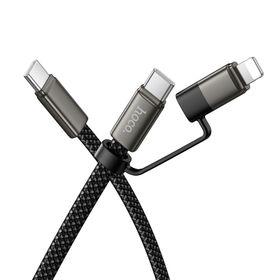 Kabel USB C do USB C/iP Hoco 3A 60W płaski 1 m X125 czarny