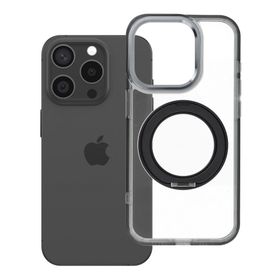 Etui na iPhone 15 PRO Frame Circle Stand zgodne z MagSafe czarne