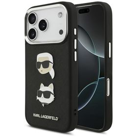 KARL LAGERFELD futerał do IPHONE 17 Pro KLHCP17LPSFDHPOK (FW Grained PU W/ K&C Heads Pin & Logo) czarny