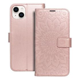 Etui z klapką na iPhone 14 PLUS Mezzo Book mandala złoto-różowe