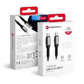 Kabel USB C do USB C Forcell F-Energy QC4.0 PD 5A 100W Cafule 0,25 m C260 czarny